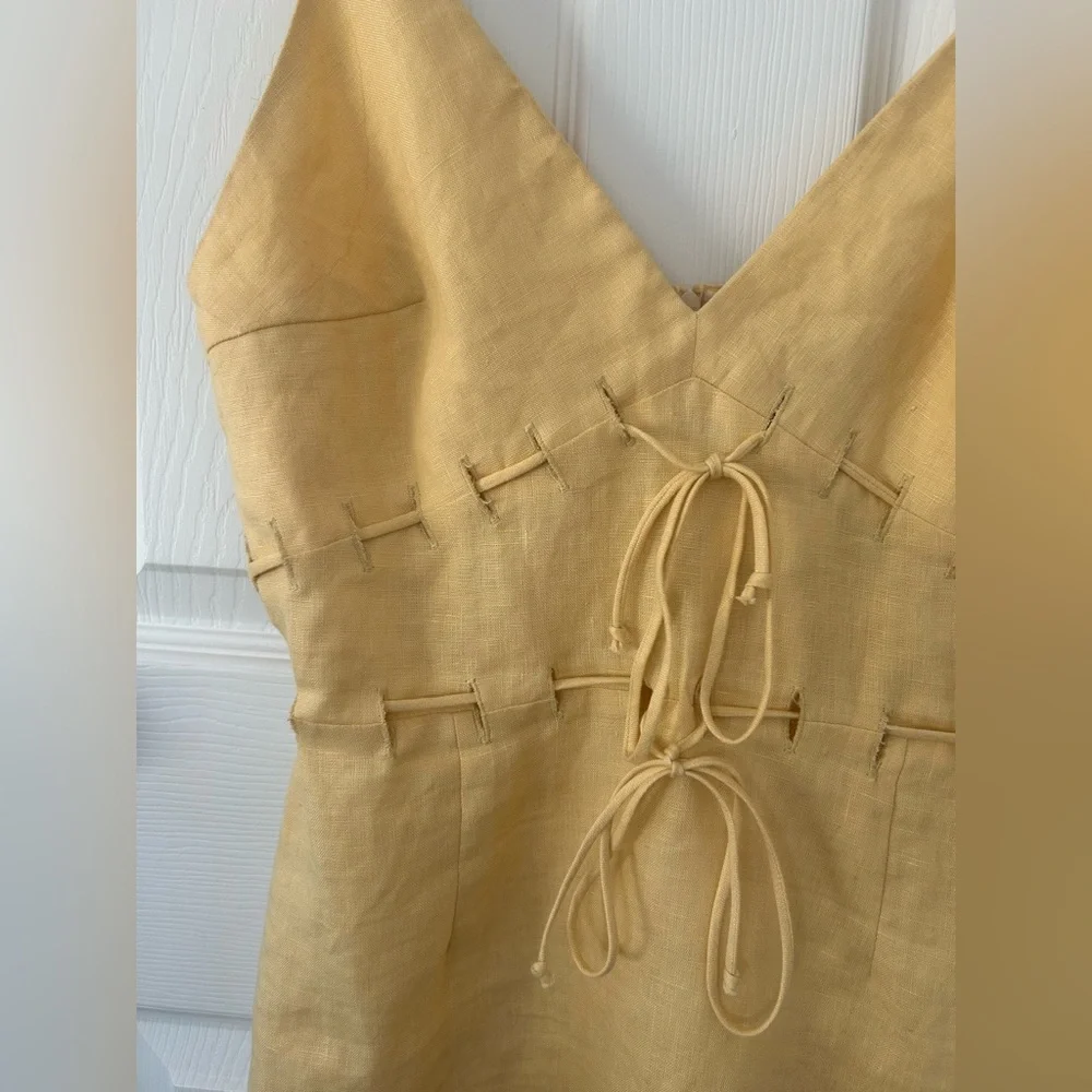 Reformation Clover Linen Dress Buttercup Yellow Size 6 - Picture 3 of 13
